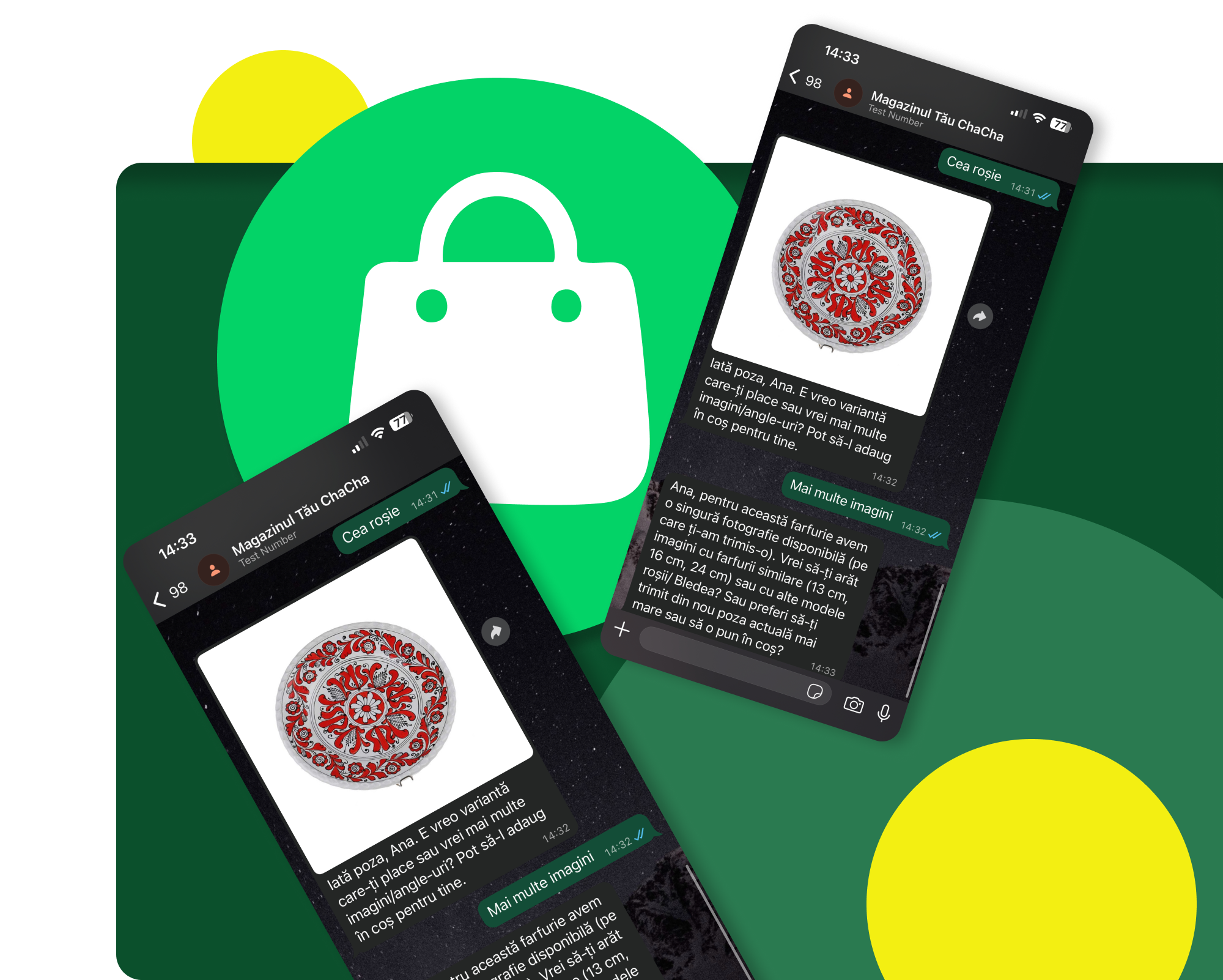ChaCha AI conversation on WhatsApp showing product recommendations